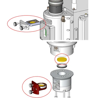 Potrójny zestaw szyb ochronnych dla zabezpieczenia optyki