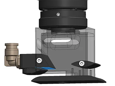 Kurtyna powietrzna przeciwodpryskowa dla wydłużonej żywotności soczewek